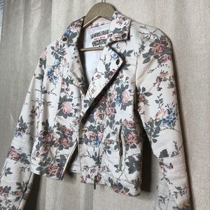 Floral Print Vintage Jean Jacket